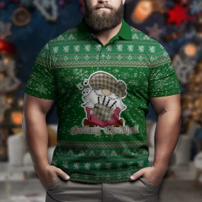 Buchanan Dress Clan Christmas Family Polo Shirt with Funny Gnome Playing Bagpipes