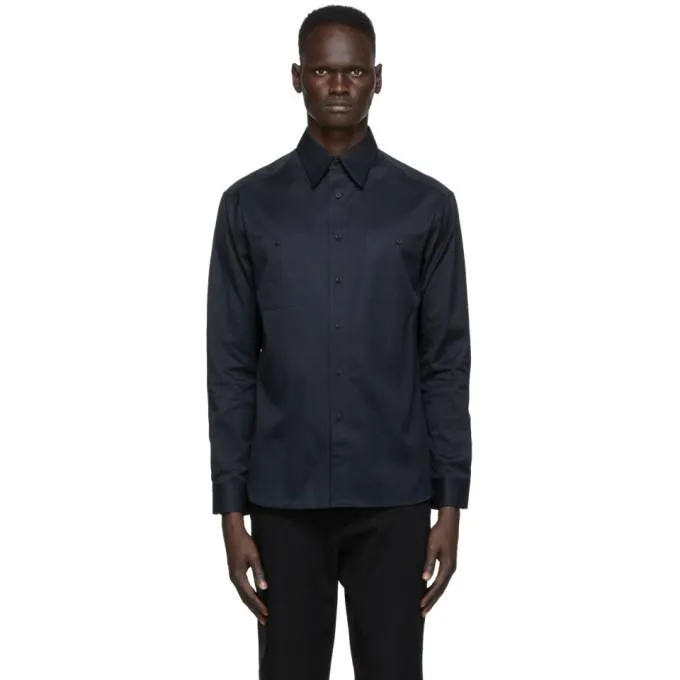 Dunhill Navy Cotton Utility Shirt