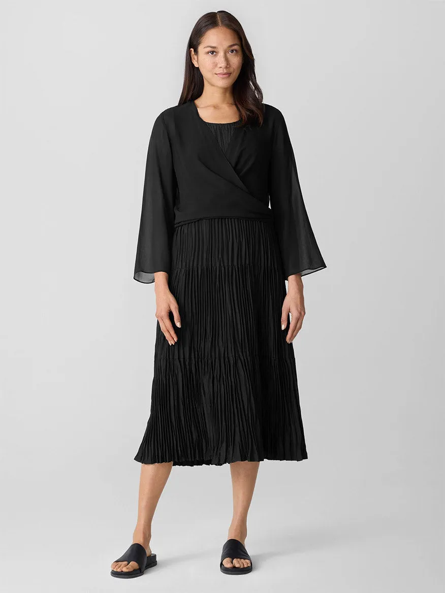 Eileen Fisher Sheer Silk Georgette Tie Jacket in Black