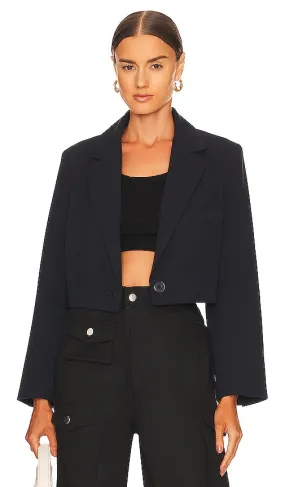 Free People Block Party Crop Blazer in Black