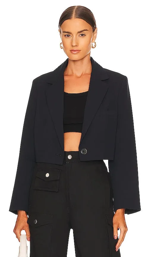 Free People Block Party Crop Blazer in Black