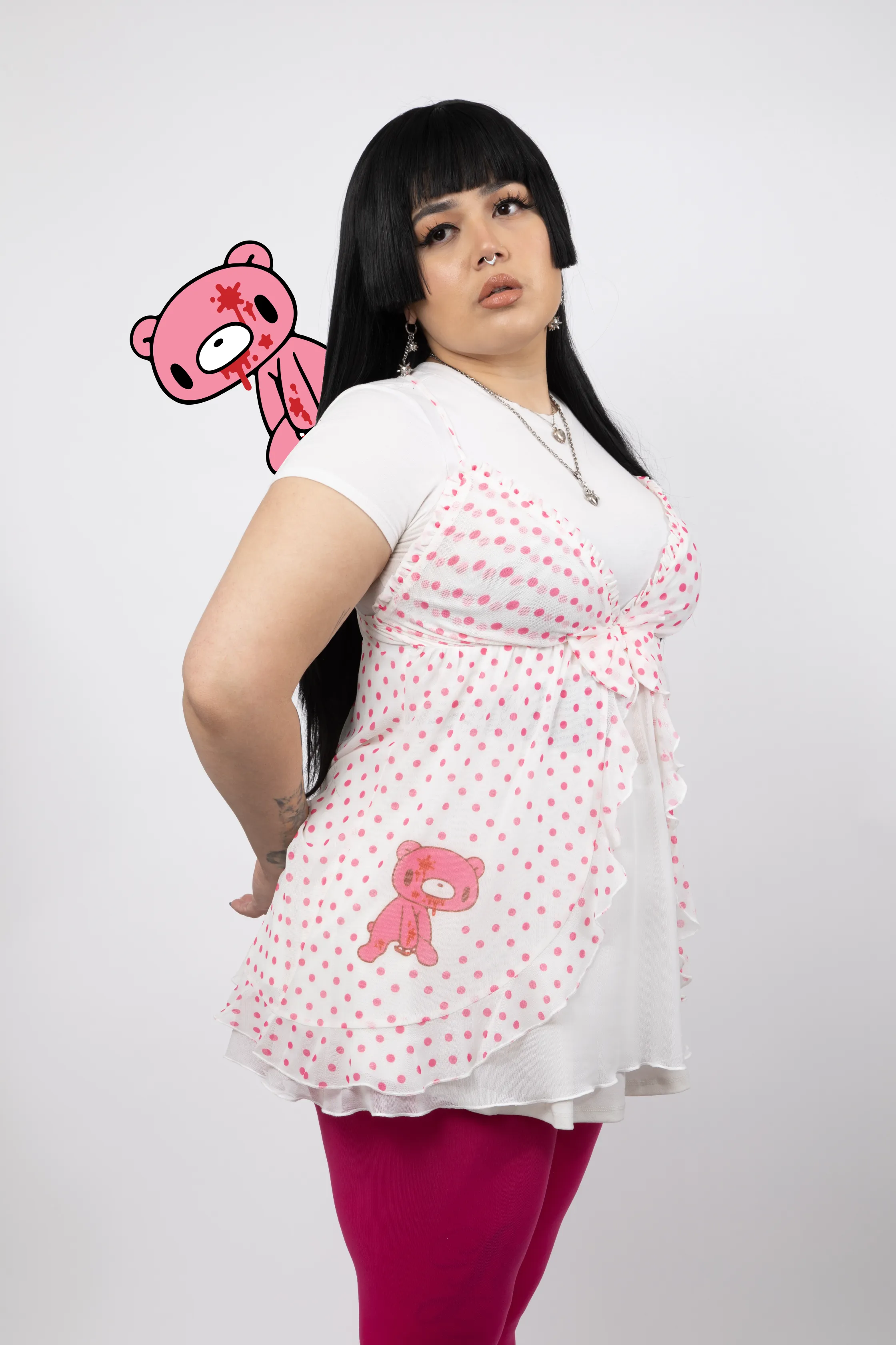 Gloomy Bear Baby Doll Dress [WHITE POLKA DOT]