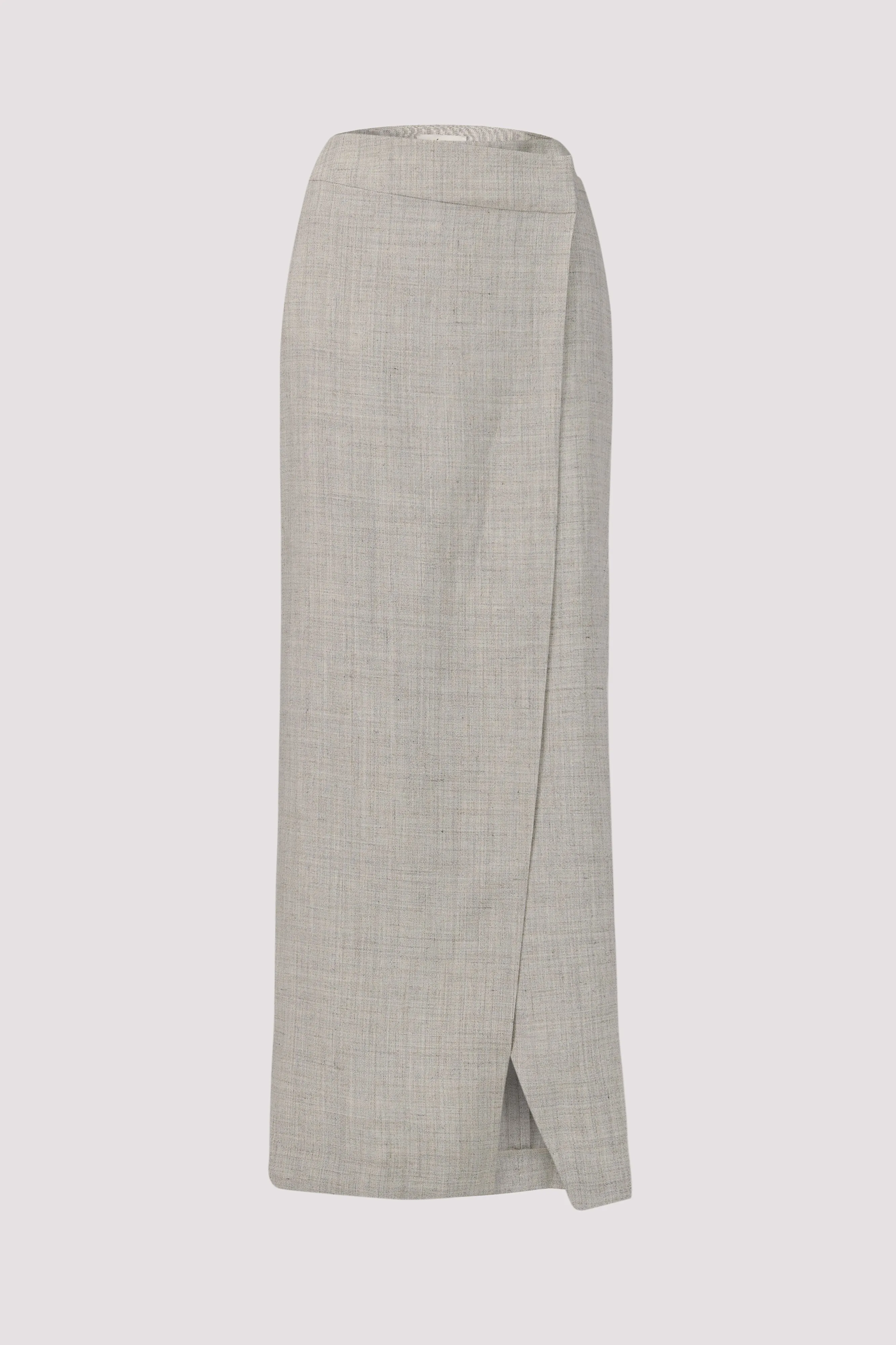 Grey Overlap Midi Skirt