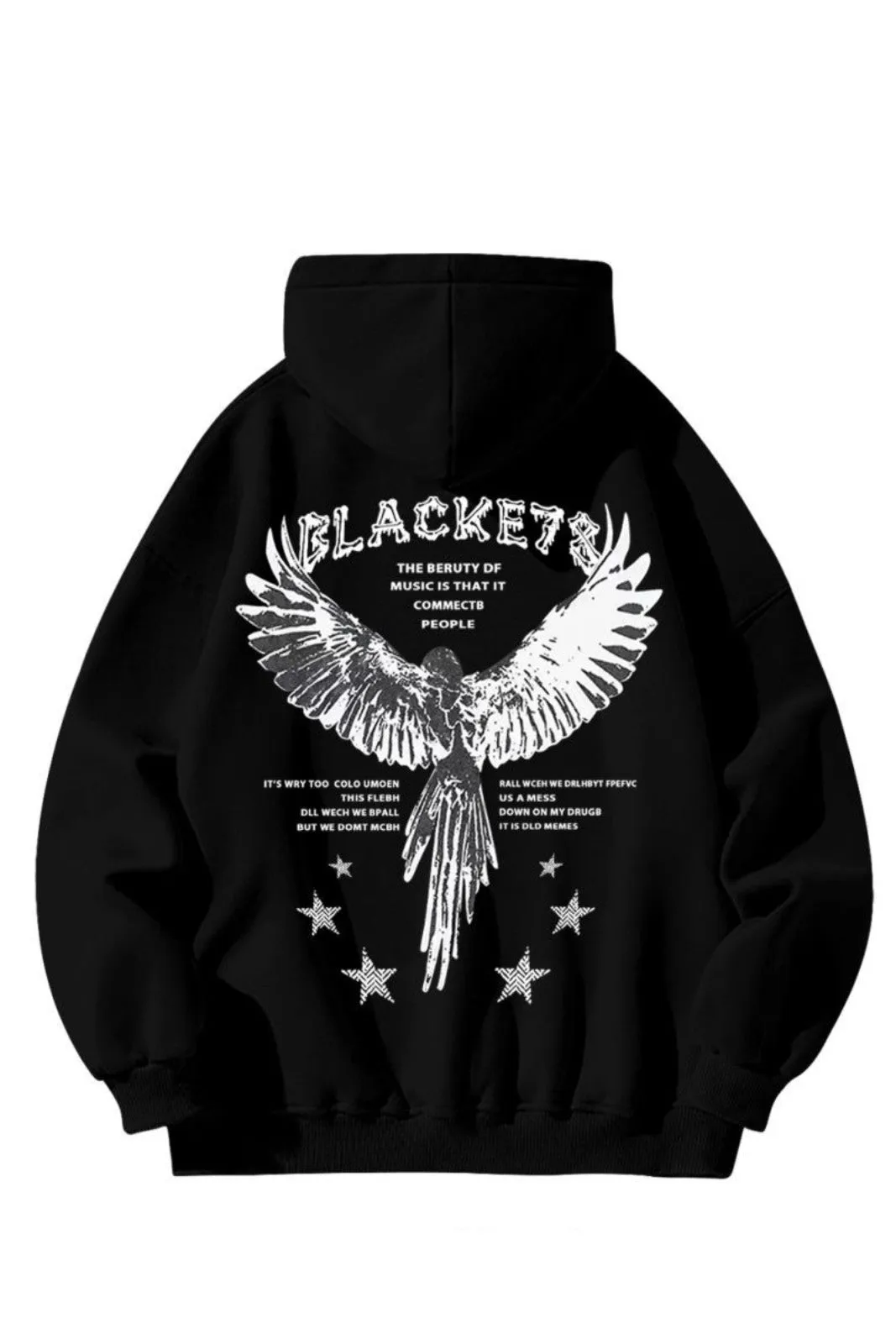 High street hip-hop angel printed pure cotton hoodie