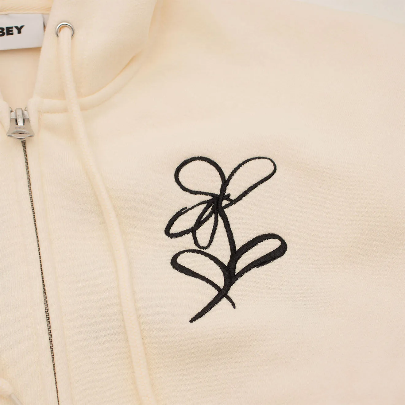 Obey Womens Chalk Writing Zip Hood Unbleached