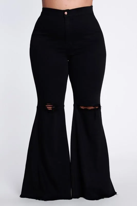 Plus Size Distressed Flare Jeans