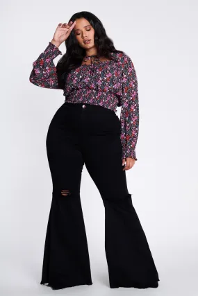 Plus Size Distressed Flare Jeans