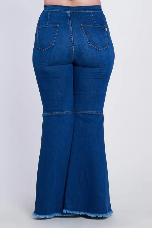 Pre-Order Plus Size Distressed Flare Jeans
