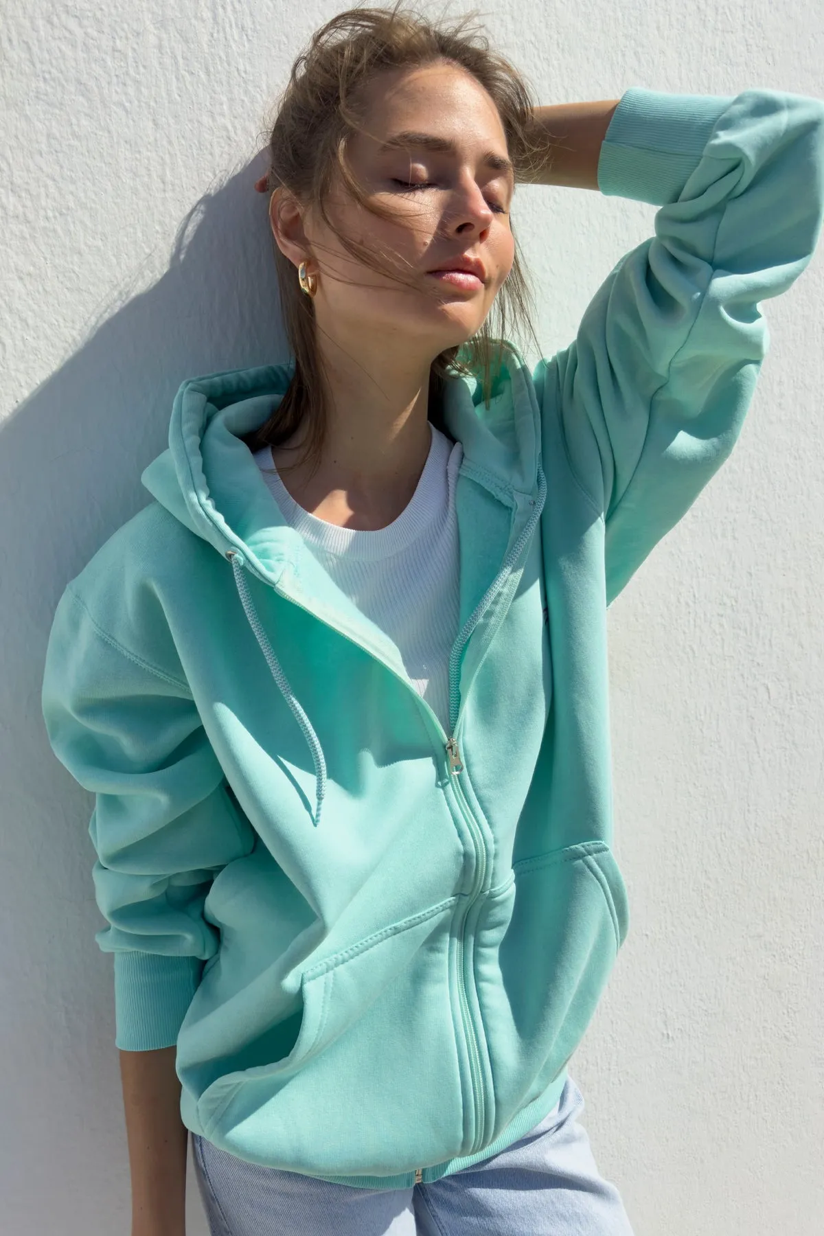 "Meltemi mou" Mint Hoodie 𝗢𝗻𝗲 𝗦𝗶𝘇𝗲
