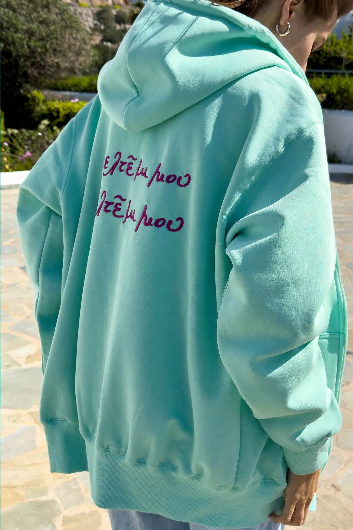 "Meltemi mou" Mint Hoodie 𝗢𝗻𝗲 𝗦𝗶𝘇𝗲