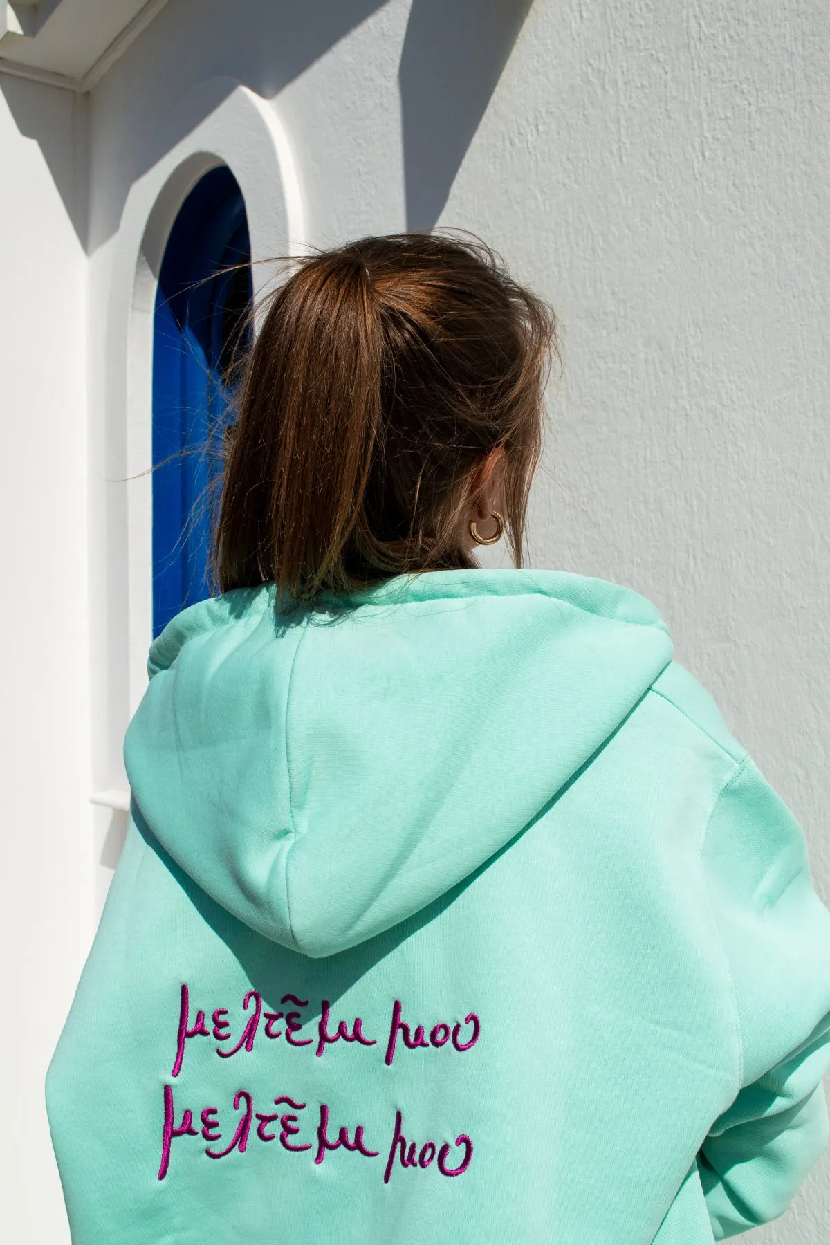 "Meltemi mou" Mint Hoodie 𝗢𝗻𝗲 𝗦𝗶𝘇𝗲