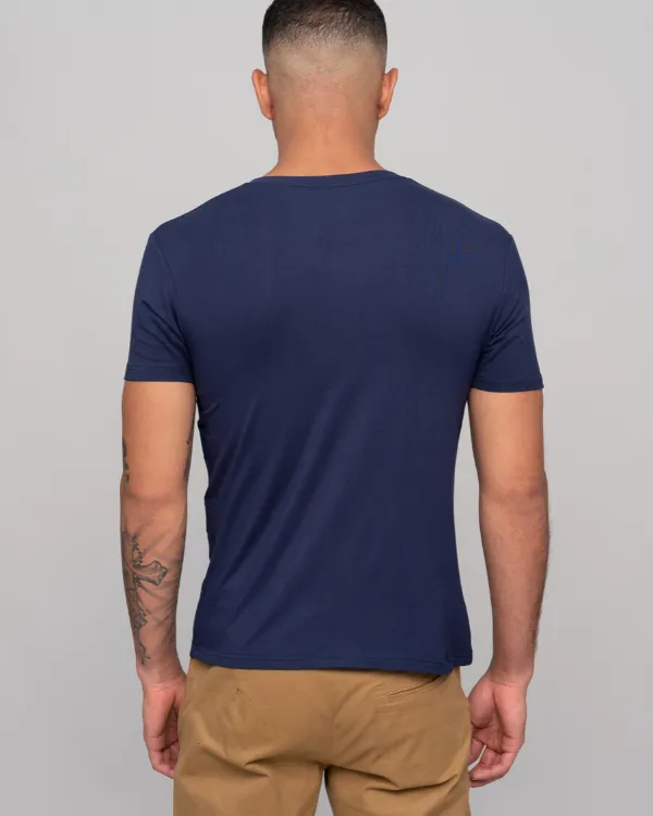 The ESNTL Navy V-Neck Tee