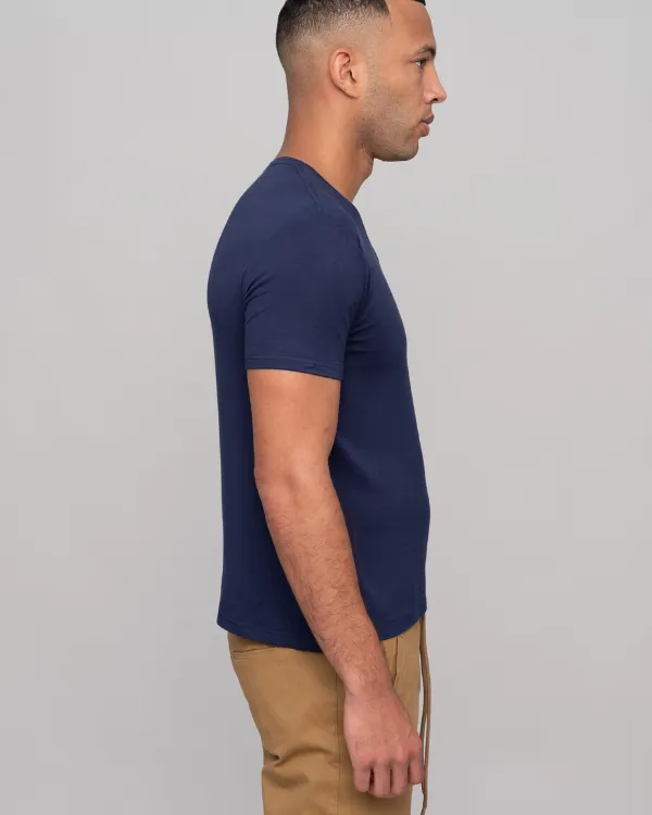 The ESNTL Navy V-Neck Tee