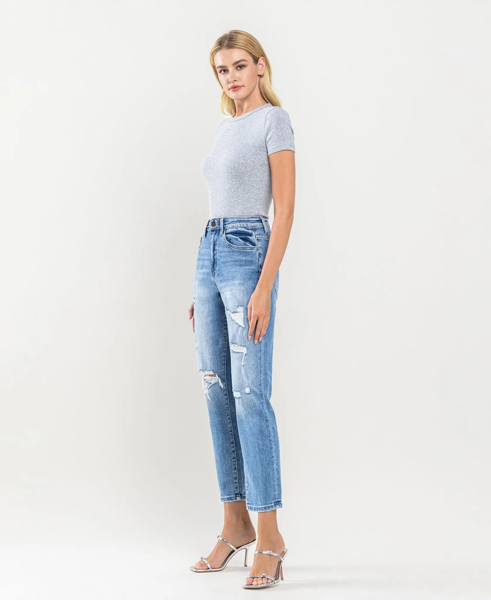 Vervet by Flying Monkey Erika Distressed Crop Mom Jeans
